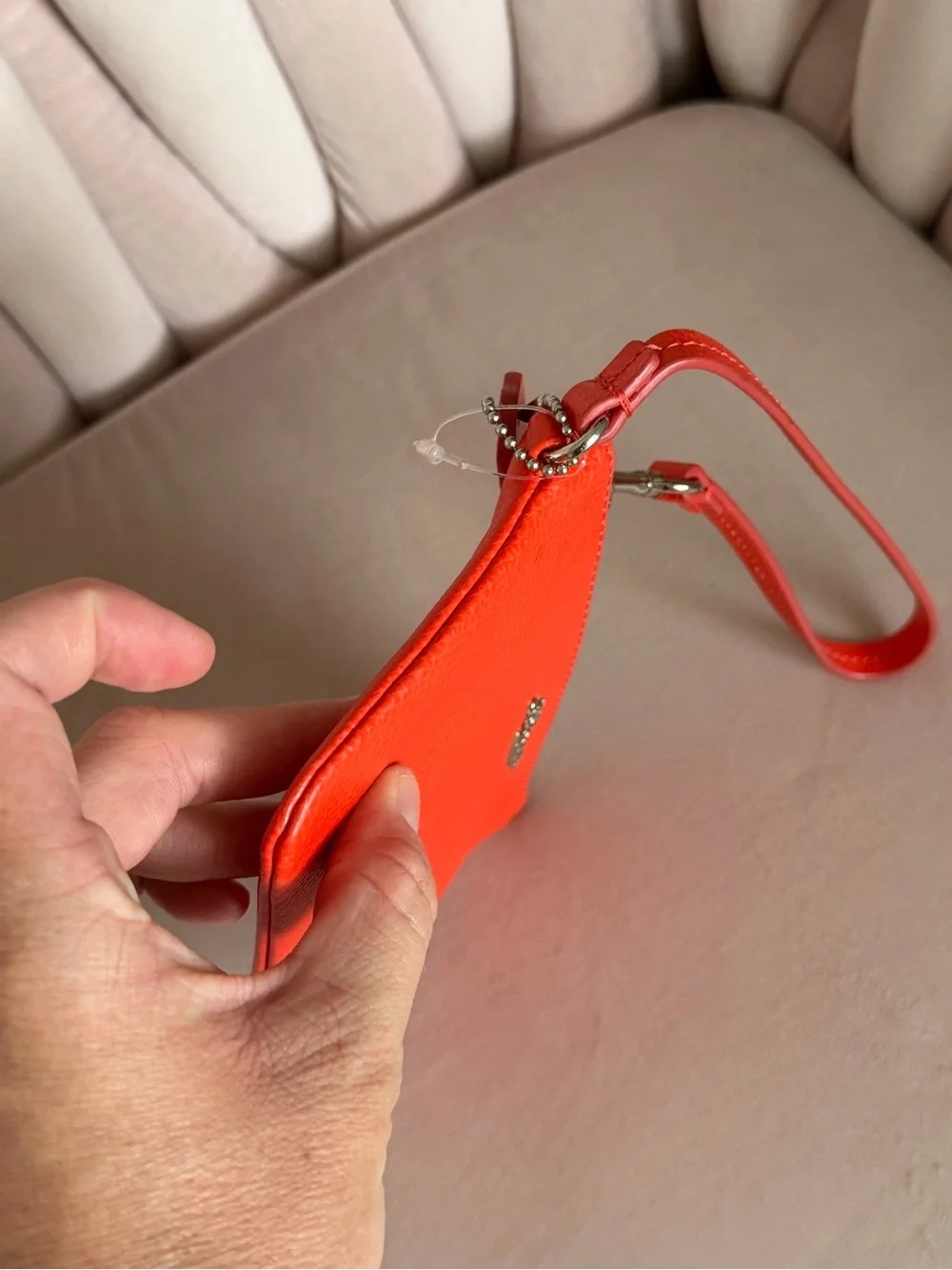 Coach F52850 Crossgrain Leather Small Wristlet in Orange 🍊